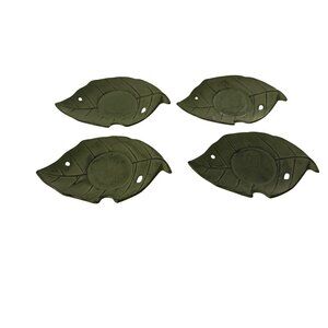 Kotobuki‎ Cast Iron Green Leaf Teacup Coasters Set of 4 Made in Japan